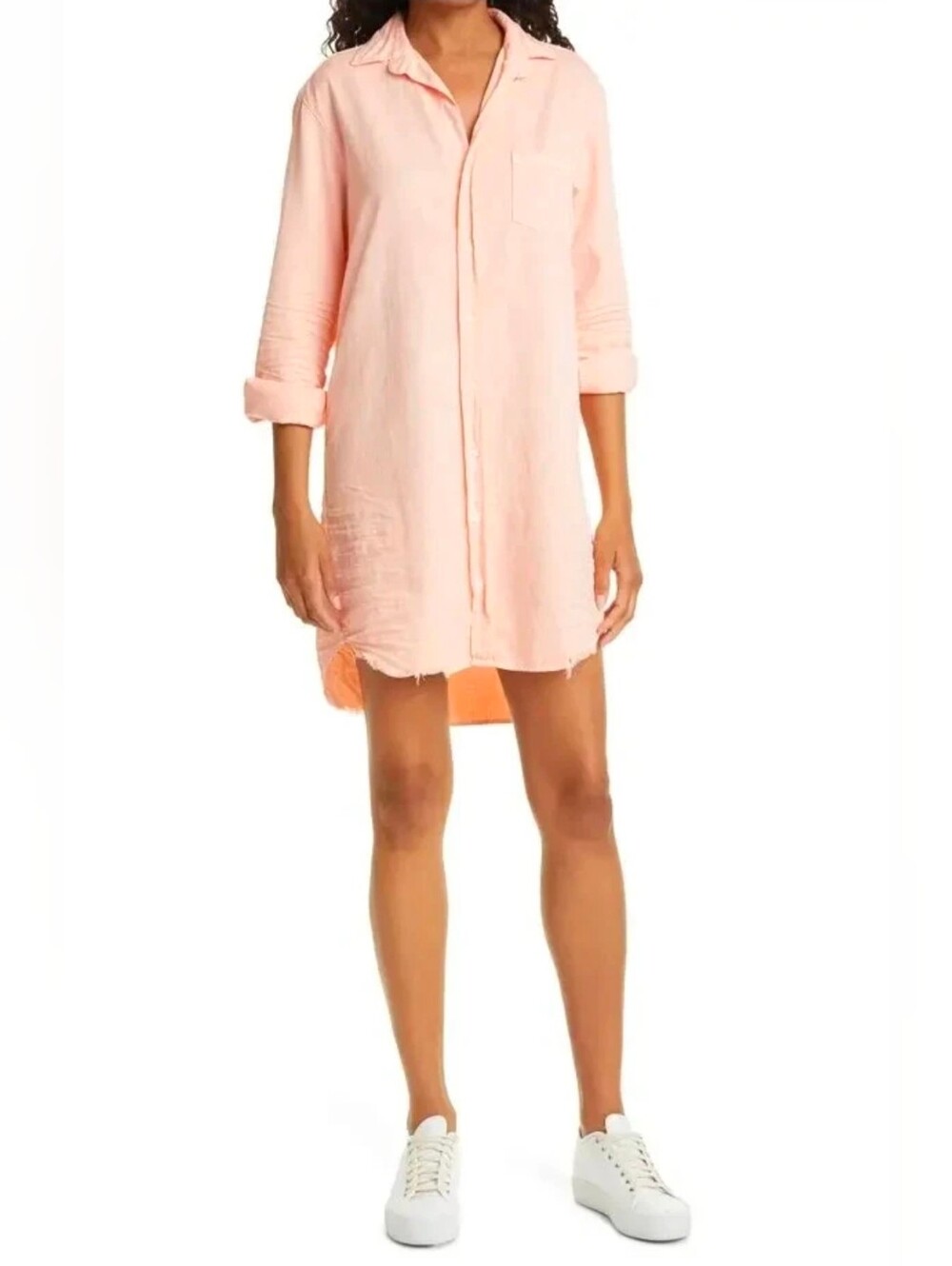 Frank & Eileen Mary Mini Cotton Shirtdress Size XS Famous Creamsicle Peach